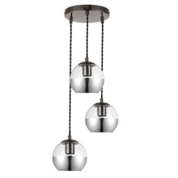 Cosylyte Marlo 3 Light Modern Smoky Glass Pendant Light - Matt Black Base - thumbnail 4