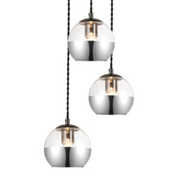 Cosylyte Marlo 3 Light Modern Smoky Glass Pendant Light - Matt Black Base - thumbnail 5