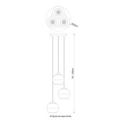 Cosylyte Marlo 3 Light Modern Smoky Glass Pendant Light - Matt Black Base - thumbnail 8