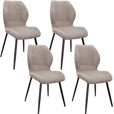 Longtoo Set Of 4 Dining Chairs ,linen Sponge Cushion ,metal Legs And Diamond Pattern Upholstered-Brown. - image 1