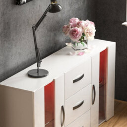 Lassic Vida Designs Astro White 2 Door 3 Drawer Led Sideboard Storage Cabinet Cupboard - thumbnail 4