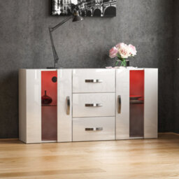 Lassic Vida Designs Astro White 2 Door 3 Drawer Led Sideboard Storage Cabinet Cupboard