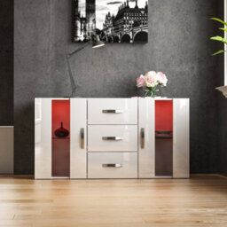 Lassic Vida Designs Astro White 2 Door 3 Drawer Led Sideboard Storage Cabinet Cupboard - thumbnail 3