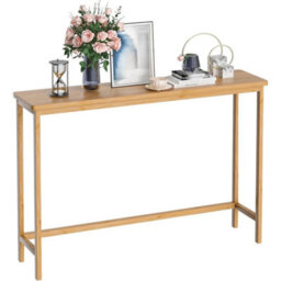 Bamboo Console Table 100Cm Narrow Entryway Table Modern Minimalist Natural - thumbnail 1