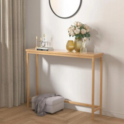 Bamboo Console Table 100Cm Narrow Entryway Table Modern Minimalist Natural - thumbnail 5