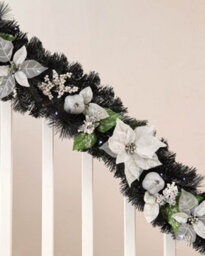 WeRChristmas 6Ft Pre Lit Decorated Frosted Christmas Garland White And Silver Design - thumbnail 2