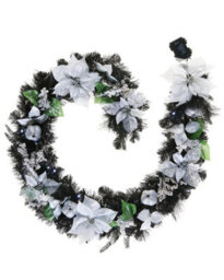 WeRChristmas 6Ft Pre Lit Decorated Frosted Christmas Garland White And Silver Design