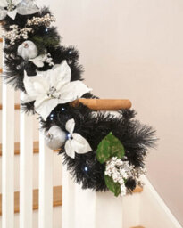 WeRChristmas 6Ft Pre Lit Decorated Frosted Christmas Garland White And Silver Design - thumbnail 3