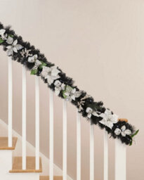 WeRChristmas 6Ft Pre Lit Decorated Frosted Christmas Garland White And Silver Design - thumbnail 4