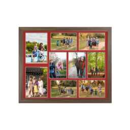 AK Frames 20X16 Walnut Sleek Multi Photo Frame With Crimson Mount - Holds 9 Apertures (2X) 7X5, (7X) 6X4 Photos