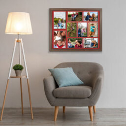 AK Frames 20X16 Walnut Sleek Multi Photo Frame With Crimson Mount - Holds 9 Apertures (2X) 7X5, (7X) 6X4 Photos - thumbnail 3