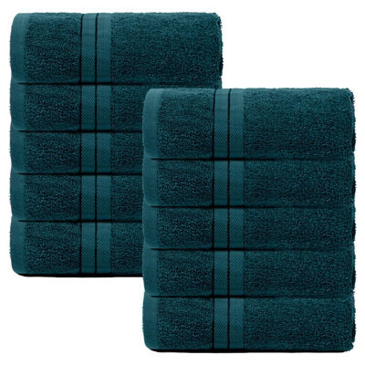 Ohs 10 Pack Of 100% Cotton Hand Towel, 50 X 80Cm - Dark Teal - image 1