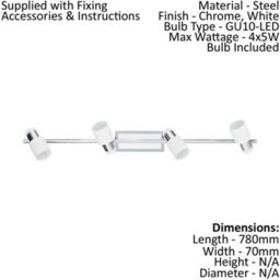 Stylish Chrome Plated Wall Light With 4 Adjustable Spots And Gu10 Bulbs - thumbnail 2