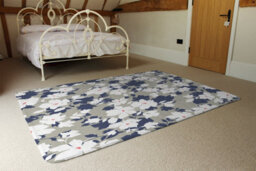 Benjamin Tate Design Grey Purple & White Flowers Special Soft Home Rug - thumbnail 3