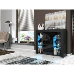 Modern Sideboard Display Cabinet Cupboard Tv Stand Living Room High Gloss Doors - Black - thumbnail 4