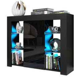 Modern Sideboard Display Cabinet Cupboard Tv Stand Living Room High Gloss Doors - Black - thumbnail 3