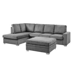 Home Detail Alana Left-Hand Facing Corner Sofa With Footstool, Dark Grey Jumbo Cord - thumbnail 2