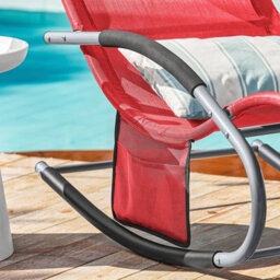 Sobuy Ogs28-Rx2, Set Of 2 Outdoor Garden Rocking Sun Lounger Recliner Relaxing Chair With Headrest And Side Bag, Red - thumbnail 7