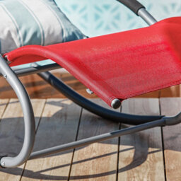 Sobuy Ogs28-Rx2, Set Of 2 Outdoor Garden Rocking Sun Lounger Recliner Relaxing Chair With Headrest And Side Bag, Red - thumbnail 8