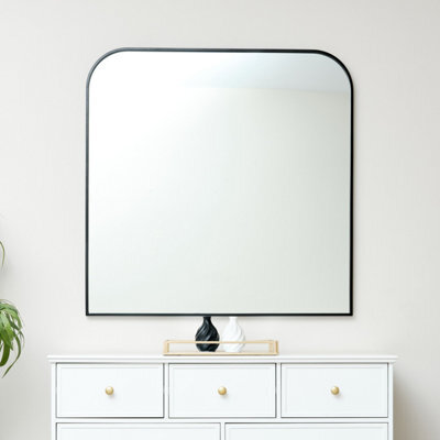 Melody Maison Large Black Curved Square Arched Overmantel Mirror 100Cm X 100Cm - image 1
