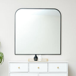 Melody Maison Large Black Curved Square Arched Overmantel Mirror 100Cm X 100Cm - thumbnail 2