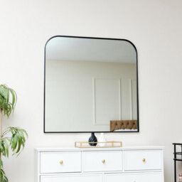 Melody Maison Large Black Curved Square Arched Overmantel Mirror 100Cm X 100Cm - thumbnail 5
