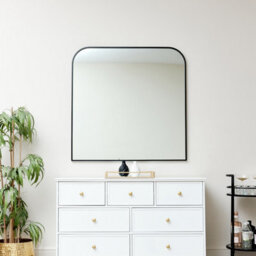 Melody Maison Large Black Curved Square Arched Overmantel Mirror 100Cm X 100Cm - thumbnail 3