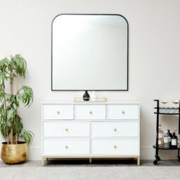 Melody Maison Large Black Curved Square Arched Overmantel Mirror 100Cm X 100Cm - thumbnail 4
