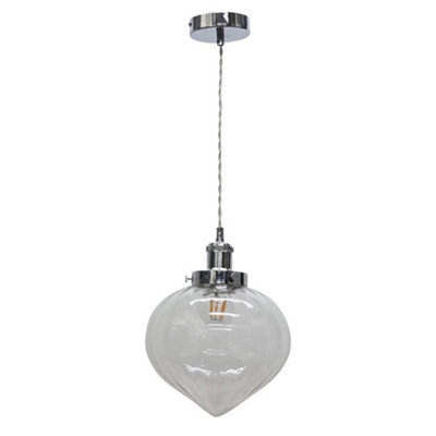 First Choice Lighting Layla - Clear Vintage Design Pendant Shade With Chrome Flex Set - image 1