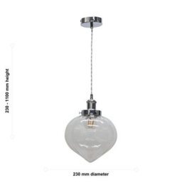 First Choice Lighting Layla - Clear Vintage Design Pendant Shade With Chrome Flex Set - thumbnail 5