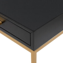 Wyld Haus Murano Black Gloss Bedside Table With Gold Legs And One Drawer - thumbnail 8