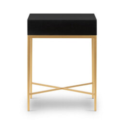 Wyld Haus Murano Black Gloss Bedside Table With Gold Legs And One Drawer - thumbnail 4