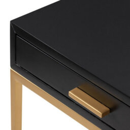 Wyld Haus Murano Black Gloss Bedside Table With Gold Legs And One Drawer - thumbnail 9