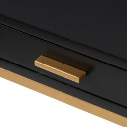 Wyld Haus Murano Black Gloss Bedside Table With Gold Legs And One Drawer - thumbnail 7