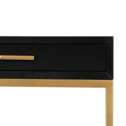Wyld Haus Murano Black Gloss Bedside Table With Gold Legs And One Drawer - thumbnail 5