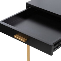 Wyld Haus Murano Black Gloss Bedside Table With Gold Legs And One Drawer - thumbnail 6
