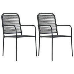 Berkfield Garden Chairs 2 Pcs Cotton Rope And Steel Black - thumbnail 1