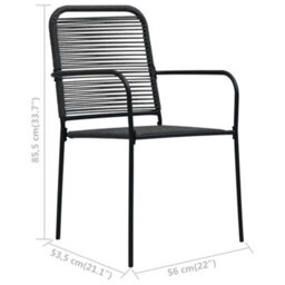 Berkfield Garden Chairs 2 Pcs Cotton Rope And Steel Black - thumbnail 7