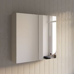 Kalena Matt Pebble Double Bathroom Wall Cabinet With 2 Mirror Doors (H)540mm (W)550mm - thumbnail 2