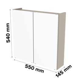 Kalena Matt Pebble Double Bathroom Wall Cabinet With 2 Mirror Doors (H)540mm (W)550mm - thumbnail 5