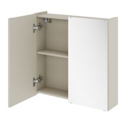 Kalena Matt Pebble Double Bathroom Wall Cabinet With 2 Mirror Doors (H)540mm (W)550mm - thumbnail 3