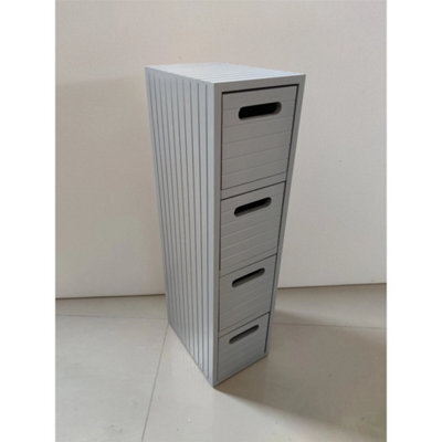 Bathroom Storage Cabinet With 4 Drawer Unit, Free Standing Organizer In Grey - image 1