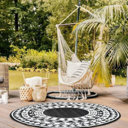 Aamen Garden Portable Plastic Outdoor Round Rug - Black - thumbnail 2