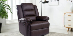 SquareBoxx Kensington Leather Latch Recliner Armchair - Brown - thumbnail 2