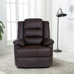 SquareBoxx Kensington Leather Latch Recliner Armchair - Brown