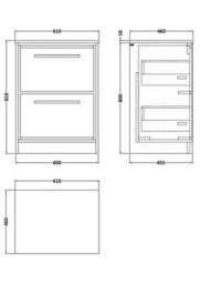Hudson Reed Lille Floor Standing 2 Drawer Countertop Vanity & Marble Worktop, Graphite Woodgrain, 610 X 460 mm - thumbnail 3