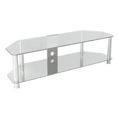 "Avf Classic 1.4M Glass Corner Tv Stand With Cable Management For Tvs Up To 65"" - Clear & Chrome" - image 1