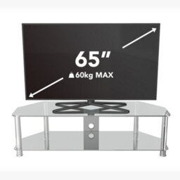 "Avf Classic 1.4M Glass Corner Tv Stand With Cable Management For Tvs Up To 65"" - Clear & Chrome" - thumbnail 2