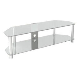 "Avf Classic 1.4M Glass Corner Tv Stand With Cable Management For Tvs Up To 65"" - Clear & Chrome"
