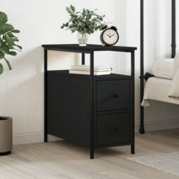Vidaxl Bedside Cabinet Black 30X60X60 Cm Engineered Wood - thumbnail 1
